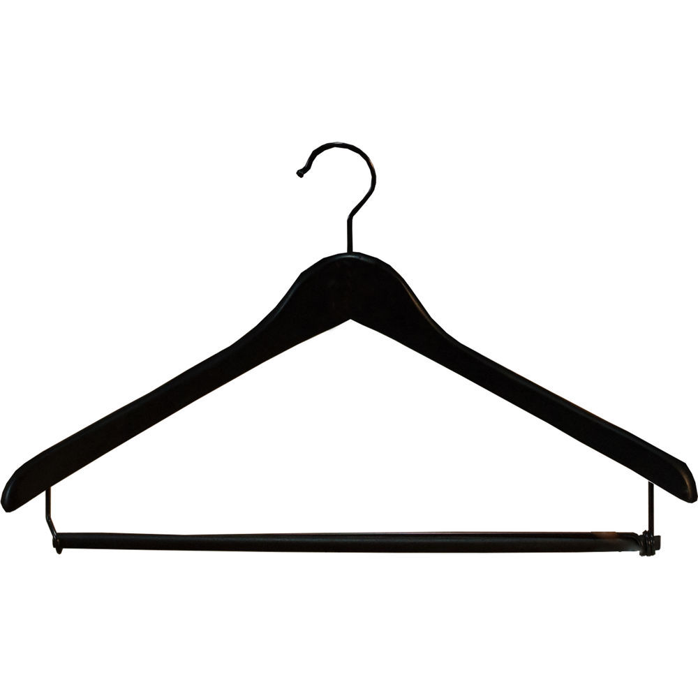 Order Matte Black Wood Suit Hanger With Locking Bar - 17