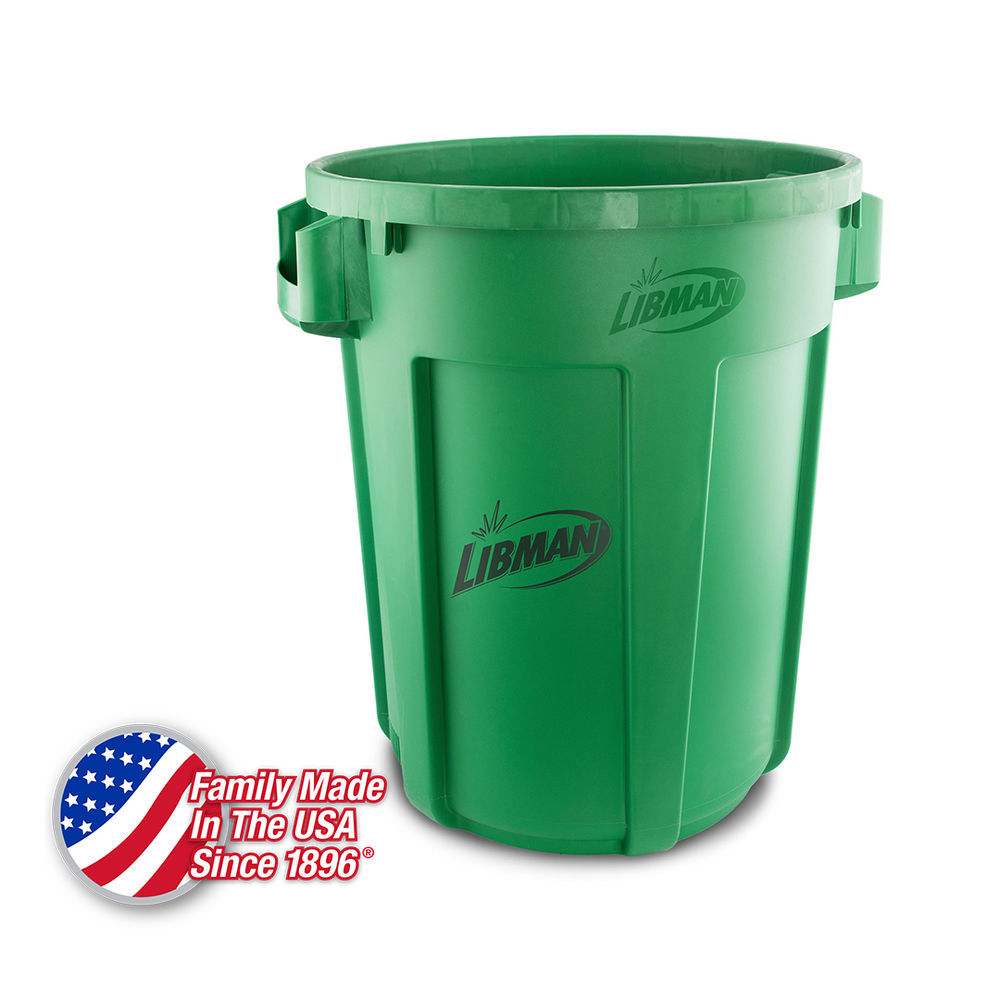 Trash Can with Lid and Dolly Commercial, 32 Gallon Green