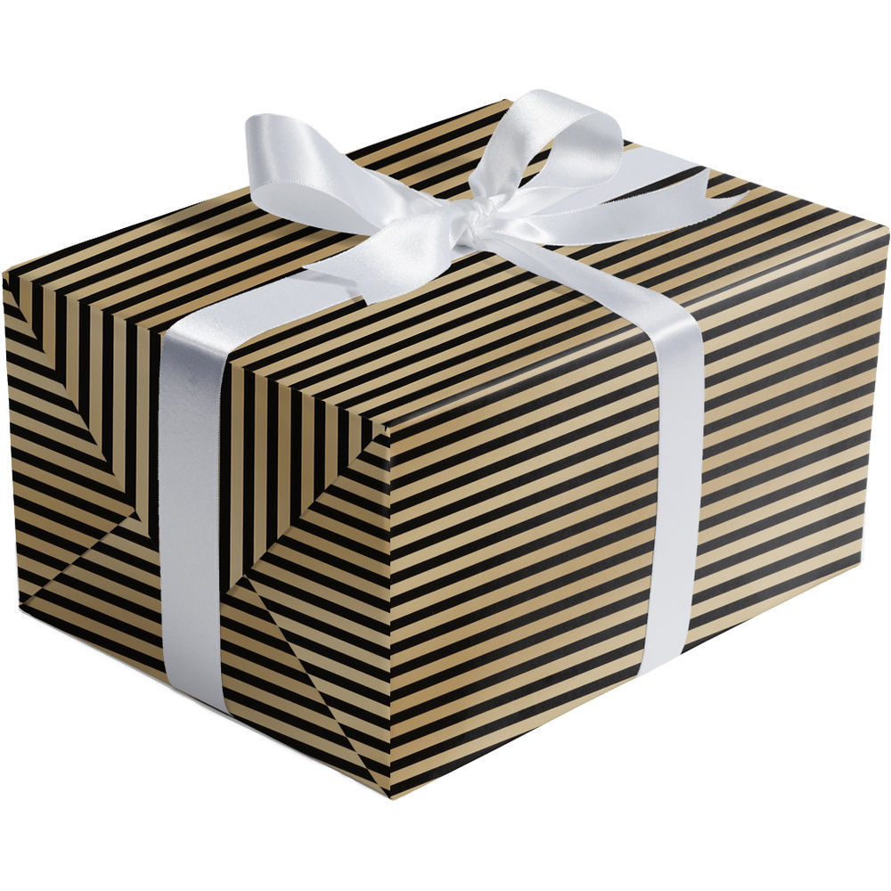 Jillson & Roberts Bulk Gift Wrap, Black White Stripe, 1/2 Ream 417' x 24 inch