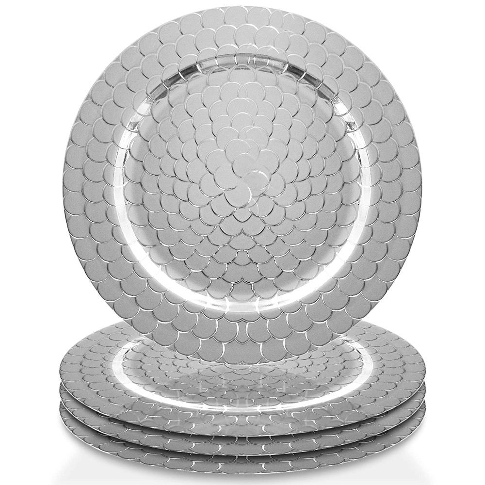 Jay Companies Speckled Silver Glass Charger Plate 13"D 12 per case