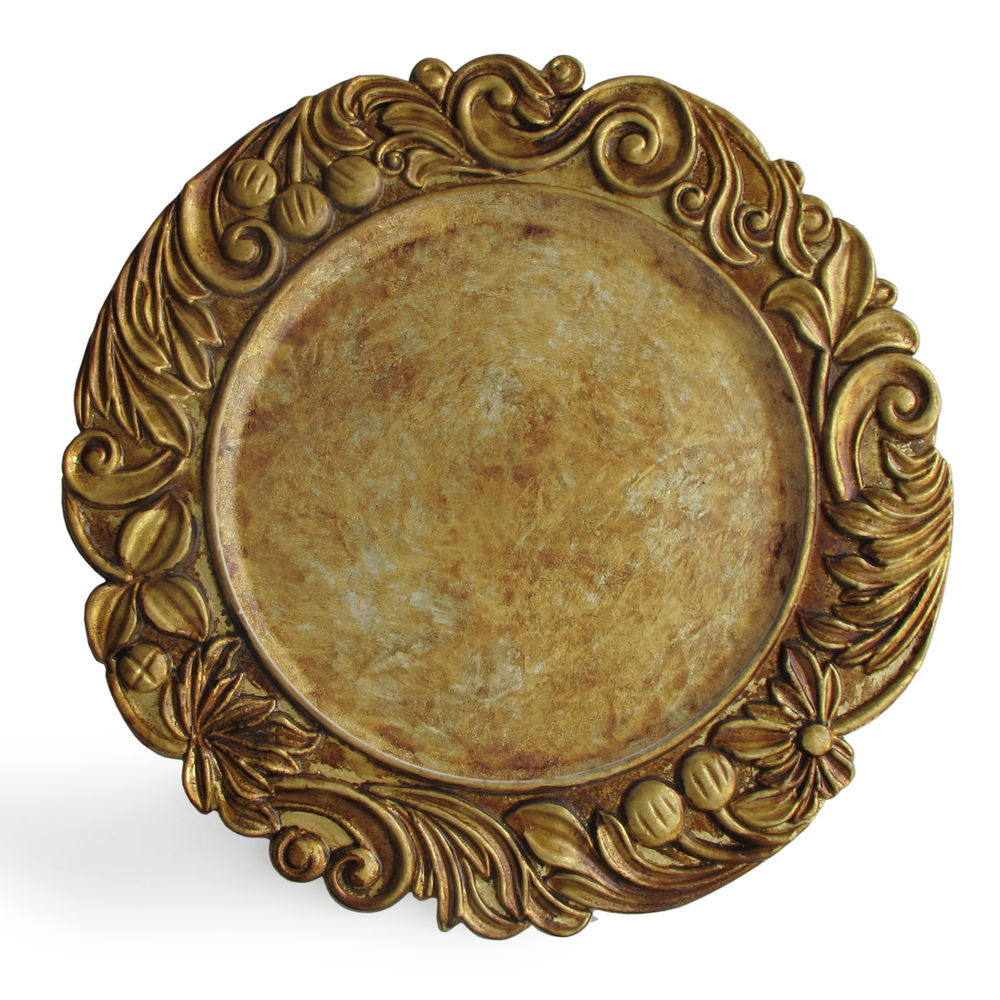 White ChargeIt by Jay Royal Antique Embossed Charger Plate