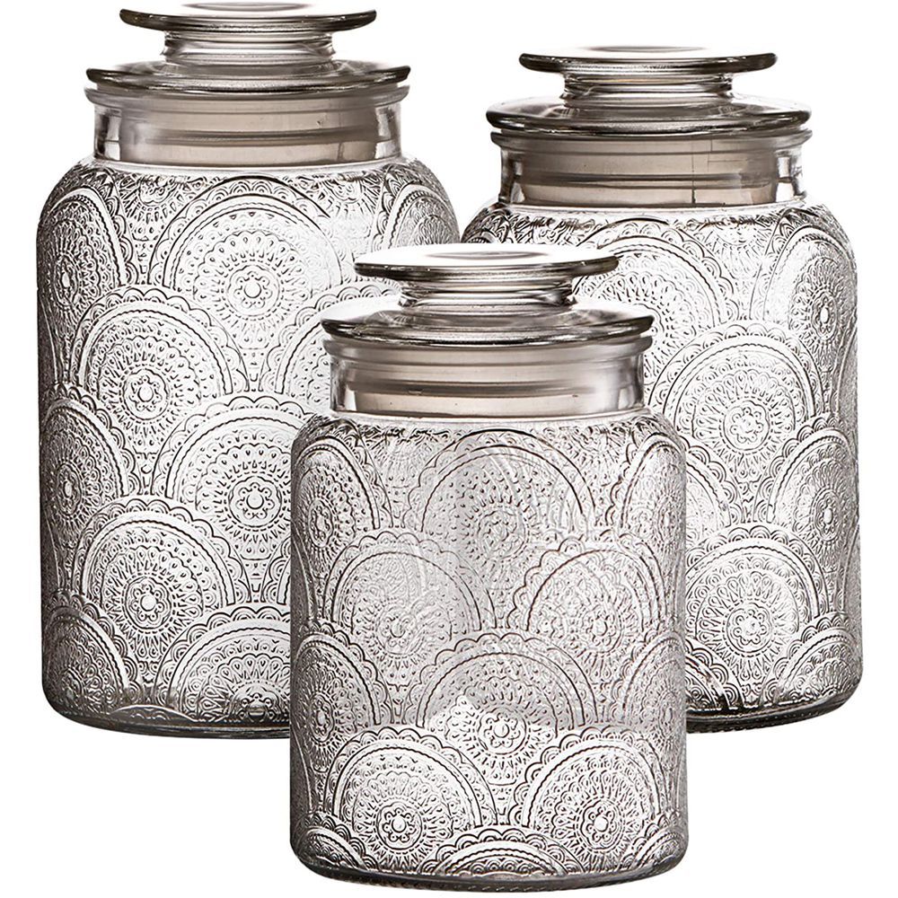 Jay Companies Glass Set of 3 Canister 54, 44, 34 Oz.