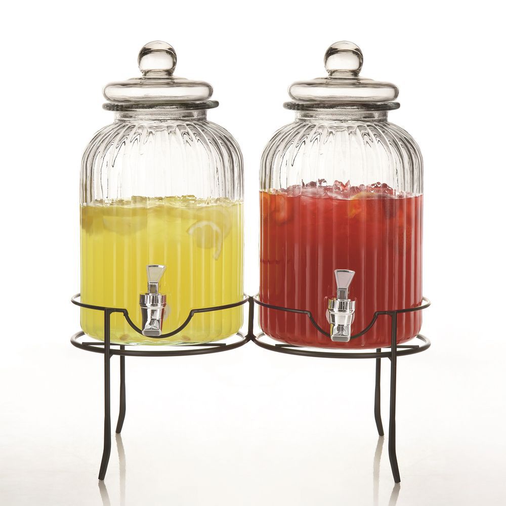 Double Glass Beverage Dispenser with Stand