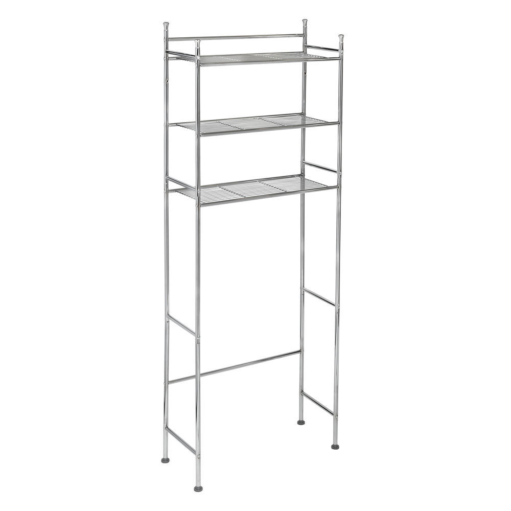 chrome bathroom shelving unit