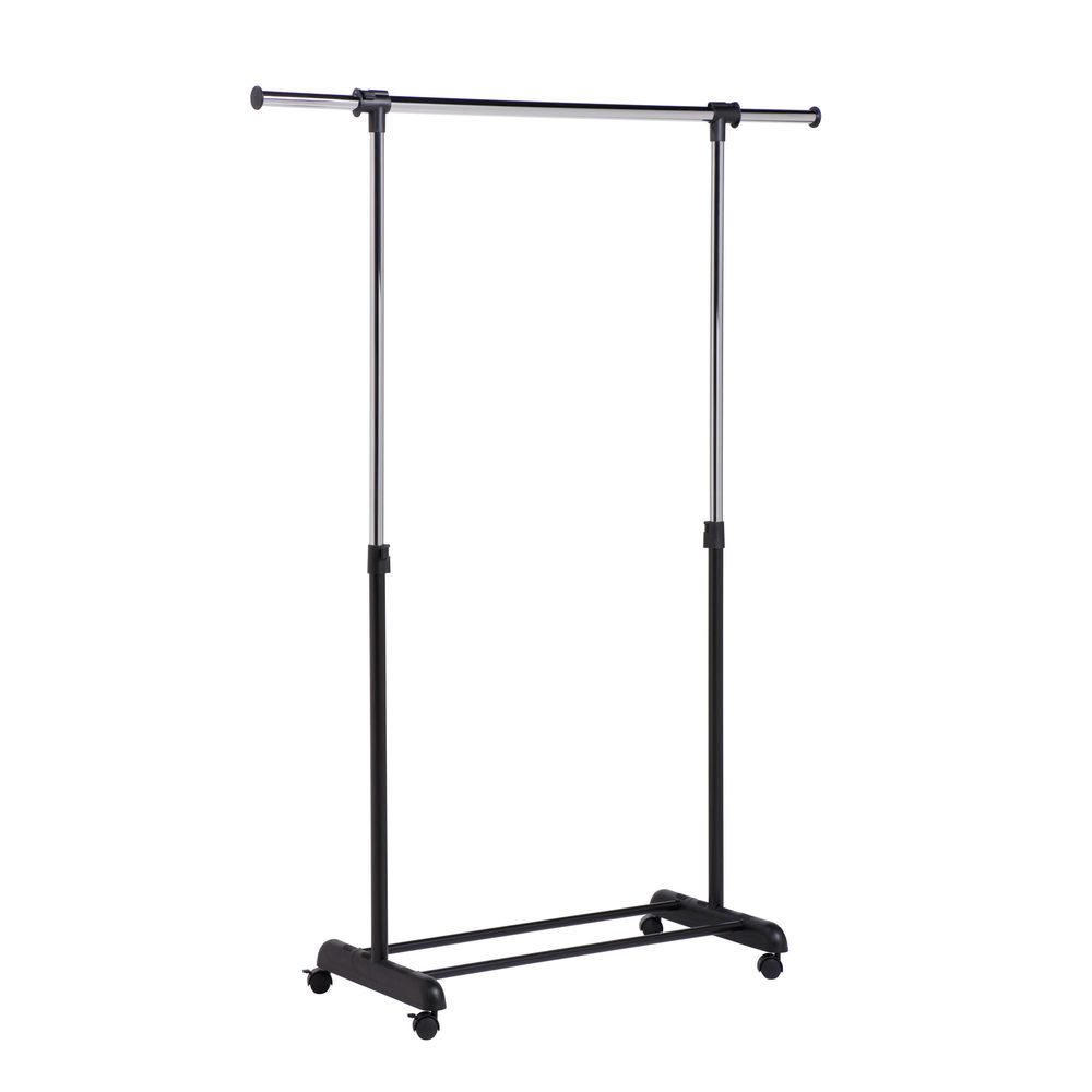 Honey-Can-Do Adjustable Garment Rack With Extendable Bar, Black/Chrome