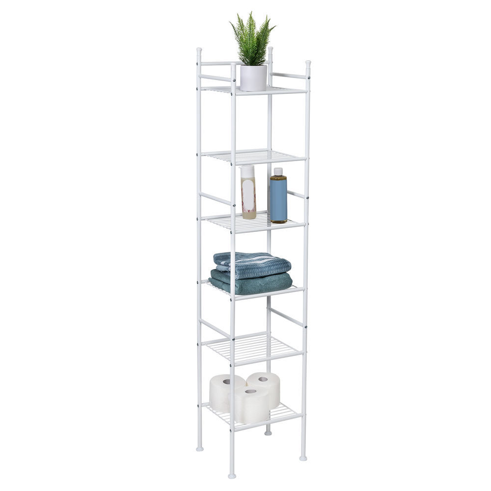 Honey-Can-Do Steel Bathroom Slatted Shelf with Towel Bar