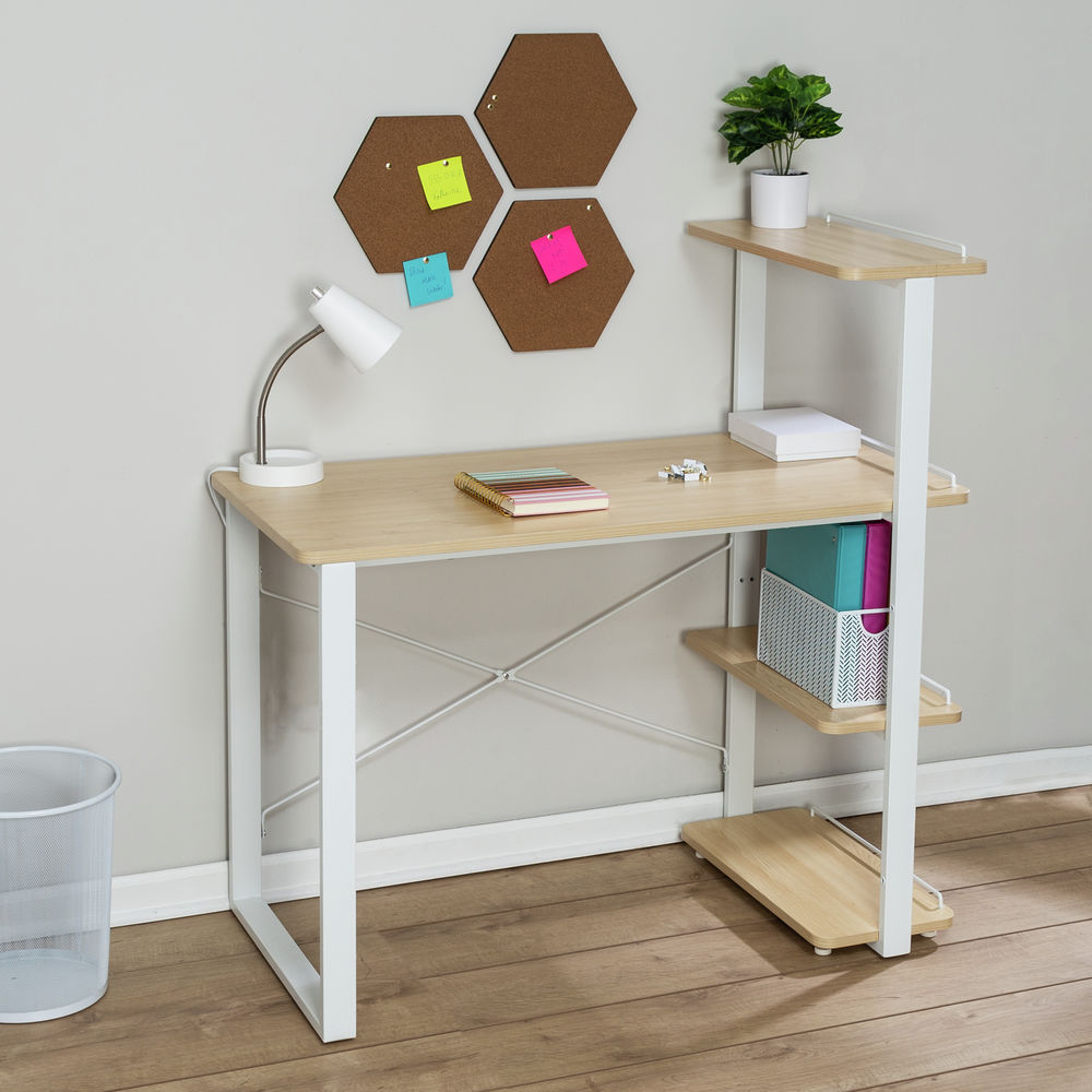 Honey Can Do Home Office Computer Desk with Shelves White