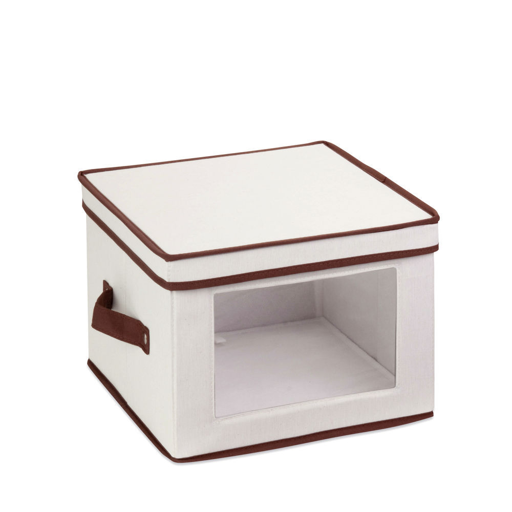 Honey-Can-Do Round Dinnerware Storage Box Set of Three, Golden Scallop Print