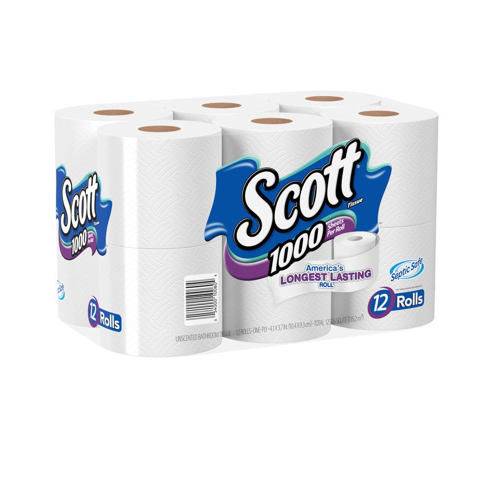 Scott White Toilet Tissue (1000-Sheet 12 Rolls Per Pack) (2-Pack
