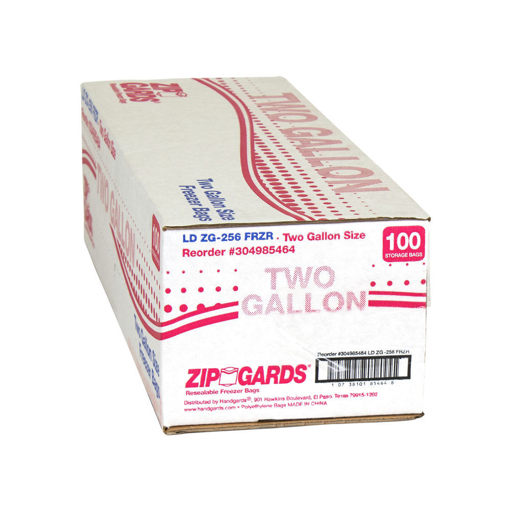 2 Gallon 13x15 2 Mil Heavy Duty Ziplock Bags (100/Pack)