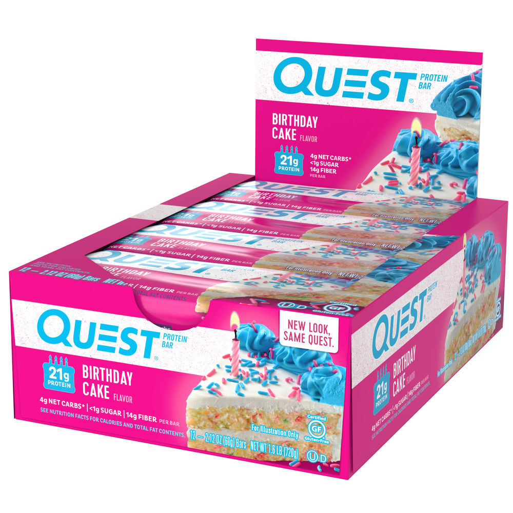 Quest Nutrition Birthday Cake Protein Bars, High Protein, Low Carb, Gluten Free, Keto Friendly, 12 Count