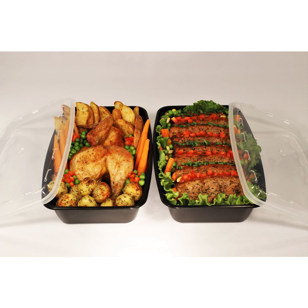 Cube Plastics CR-1156B Black 56 oz Container with Clear Lid - 100 / CS