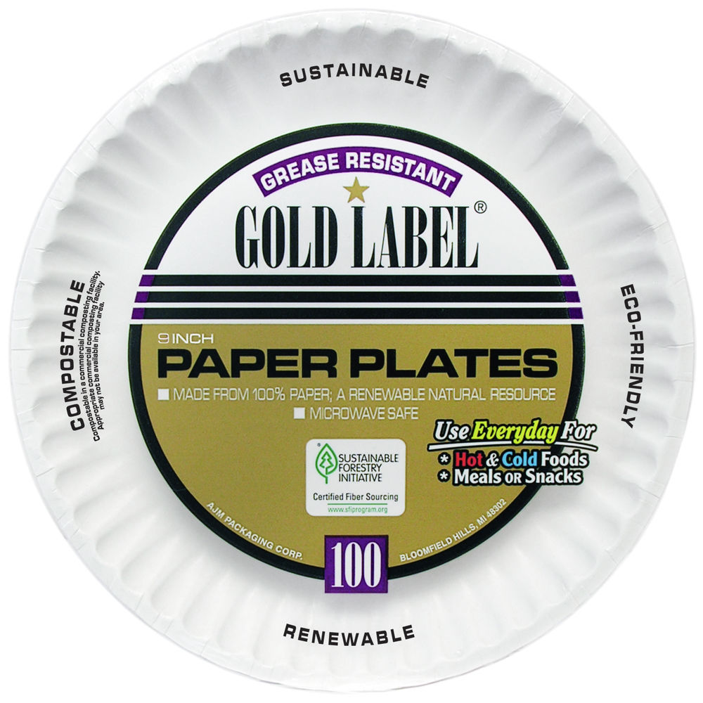 9 Uncoated Paper Plates in Bulk (1000 Count)