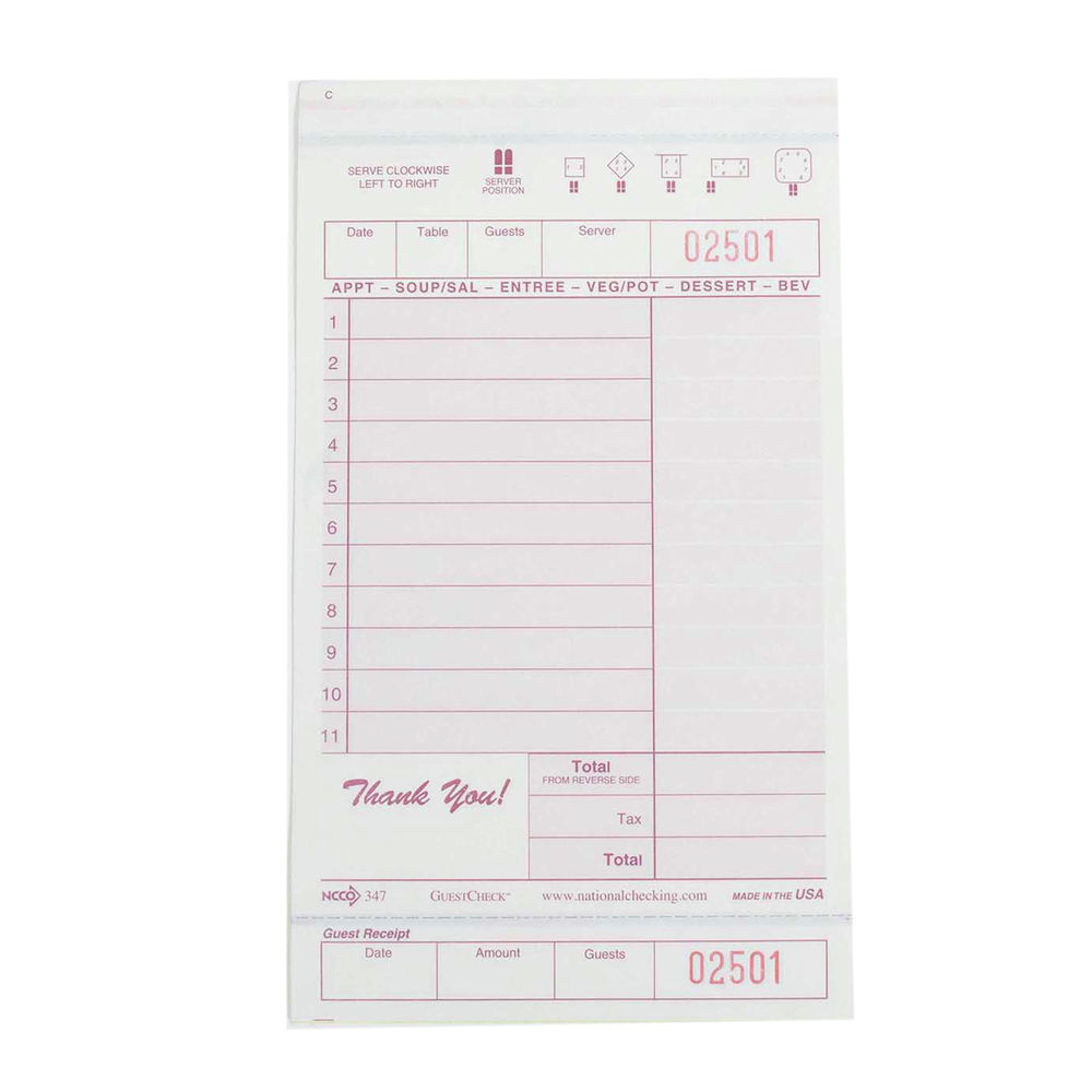 National Checking Company Carbonless Guest Check Board - 3 Part Maroon, 11 Line, 4.20 x 7.25 inch - 2000 per case.