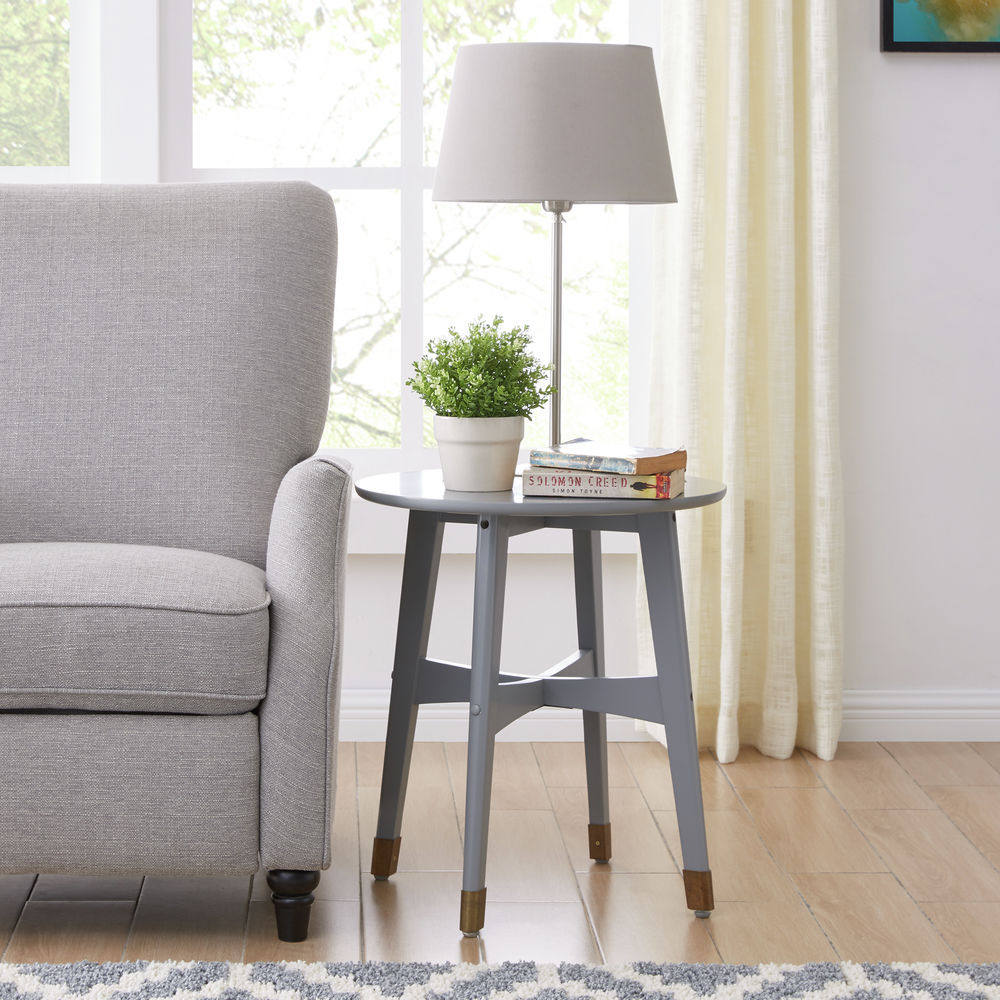 Southern Enterprises Rhoda Round Midcentury Modern End Table Gray