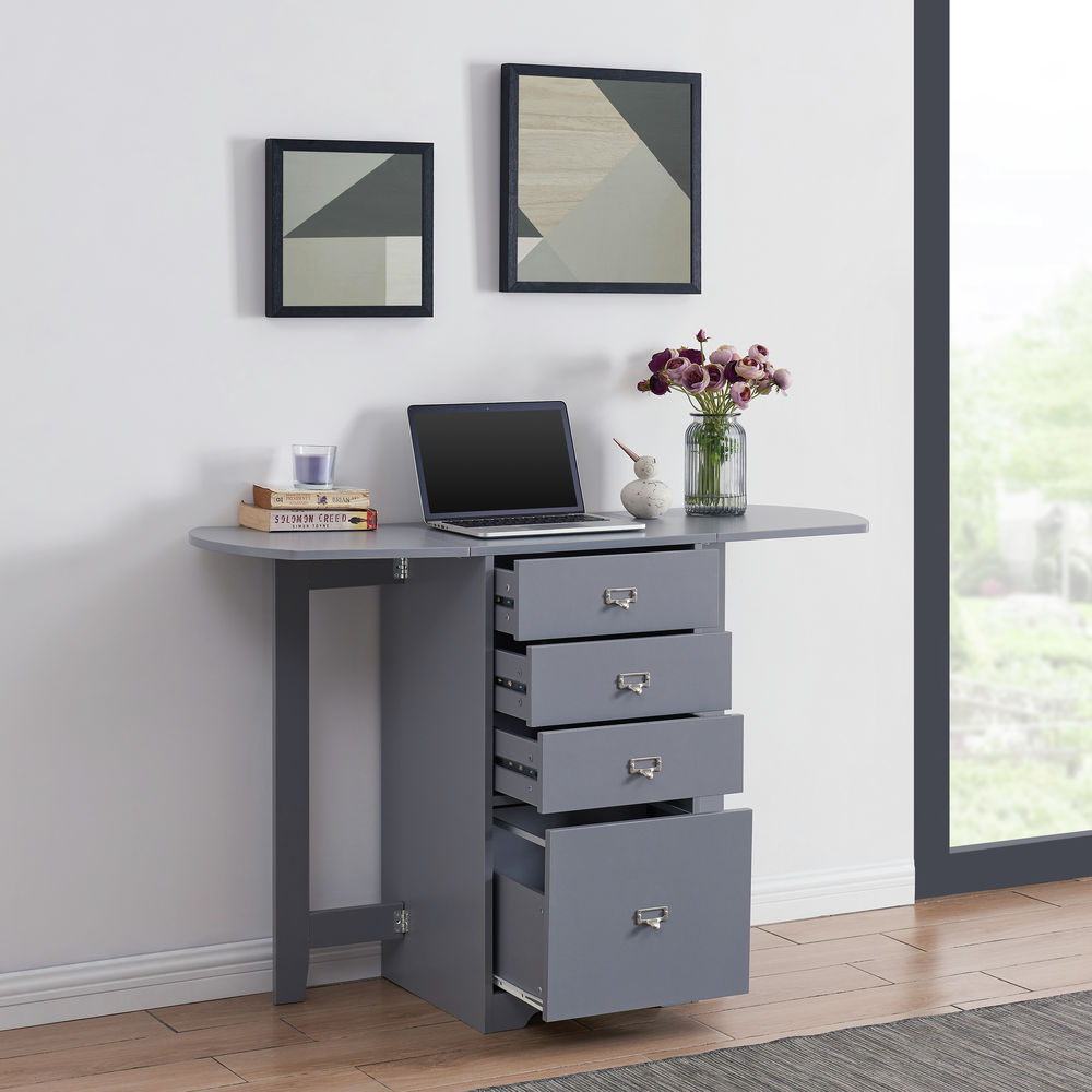 Southern Enterprises Jeannie Fold Out Organizer And Craft Desk Gray