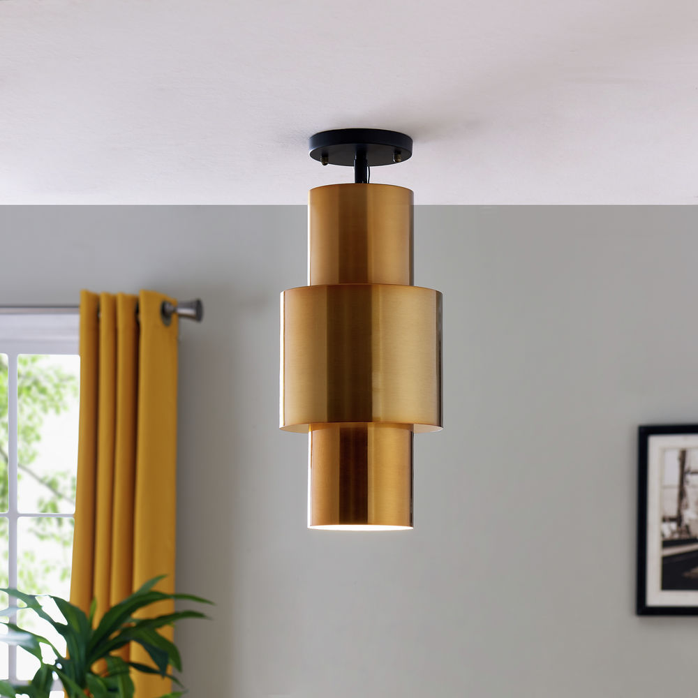 Southern Enterprises Hanlan Art Deco Semi Flush Mount Lamp