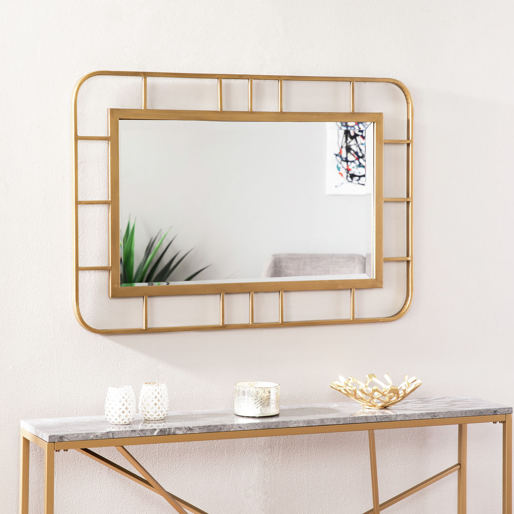 gold rectangular wall mirror