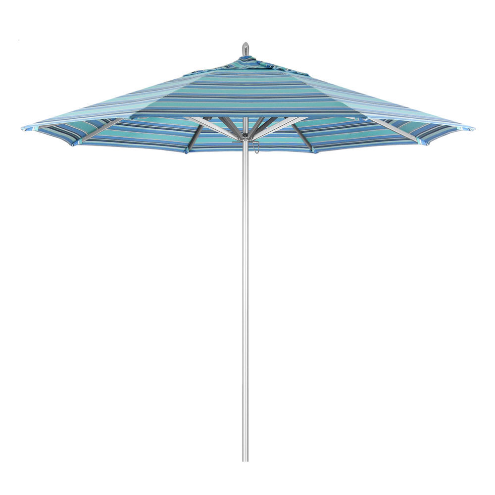 California Umbrella 9 Ft Commercial Grade Patio Umbrella Silver Frame Sunbrella Dolce Oasis Fabric