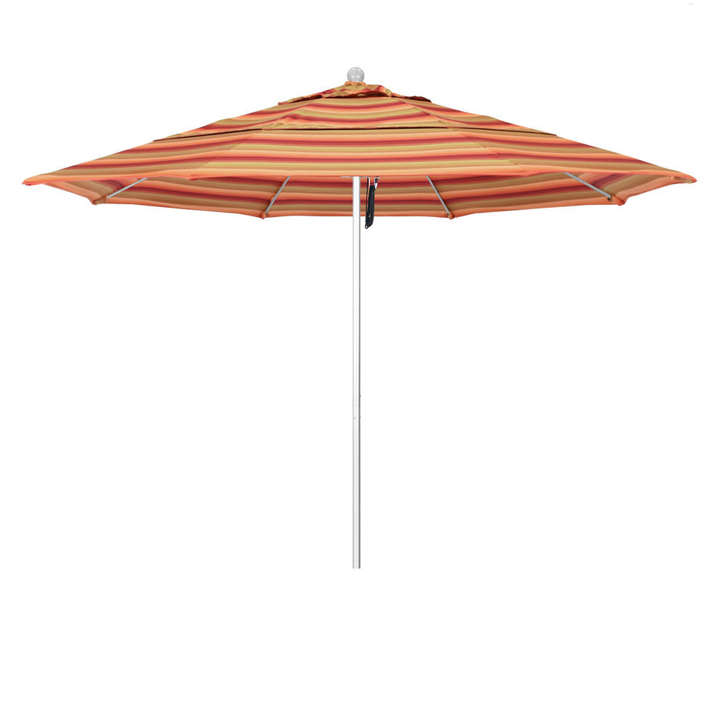 California Umbrella 11 Ft Commercial Grade Patio Umbrella Silver Frame Sunbrella Astoria Sunset Fabric