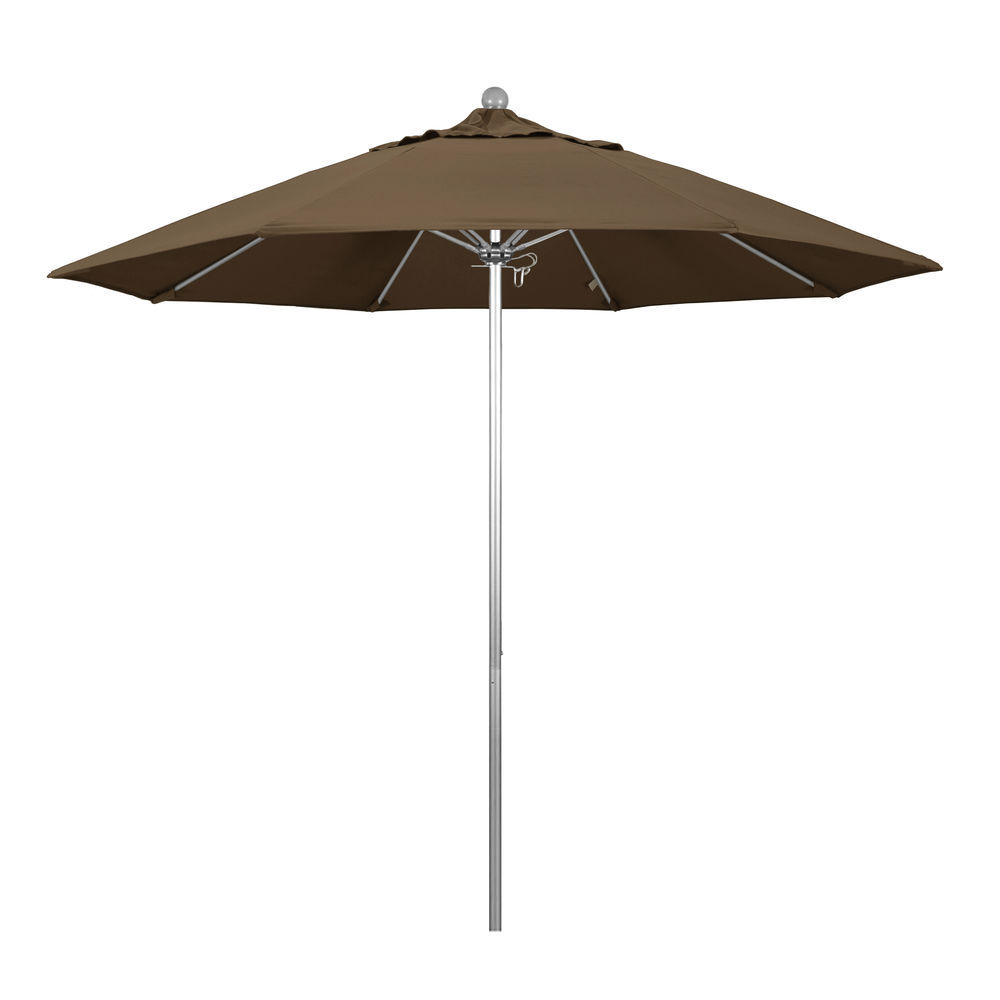 California Umbrella 9 FT commercial grade patio umbrella, silver frame ...