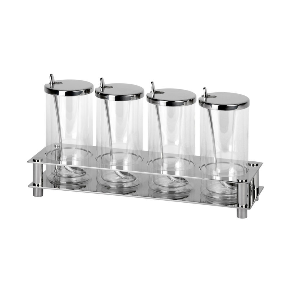 The SMART Condiment Set with Stainless Steel Spoons and Glass Jars