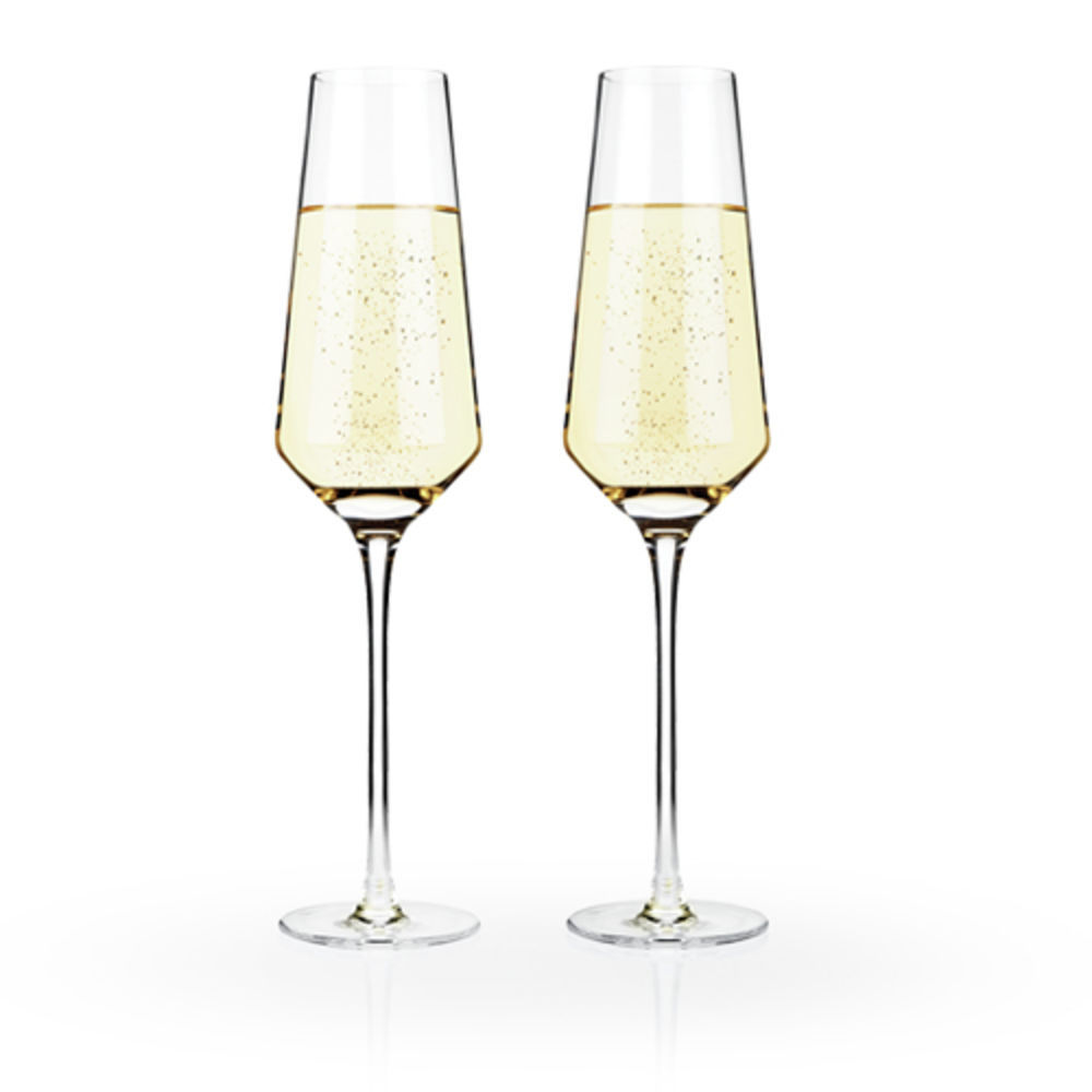 Viski Raye Crystal Champagne Flutes Set Of 2 By Viski Case Pack 4 Sets 16 Ea