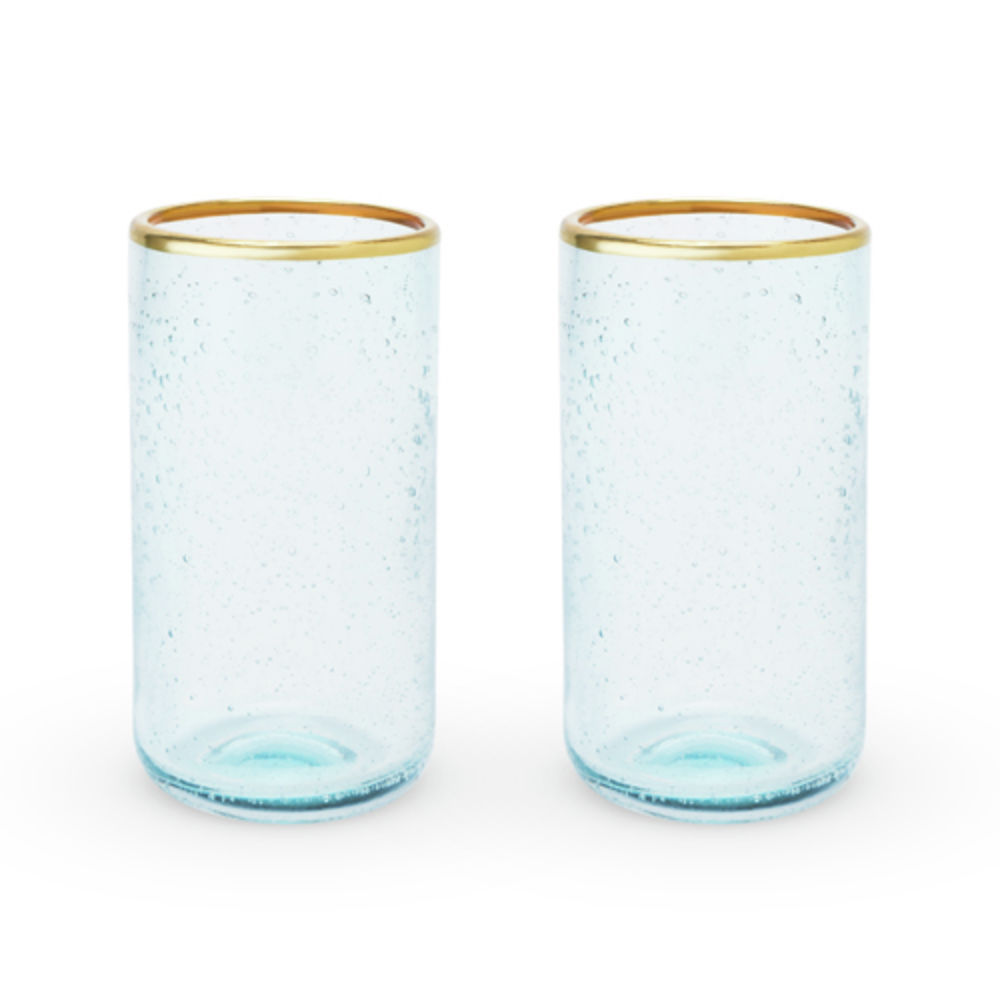 Twine Aqua Bubble Stemless Wine Glass Set