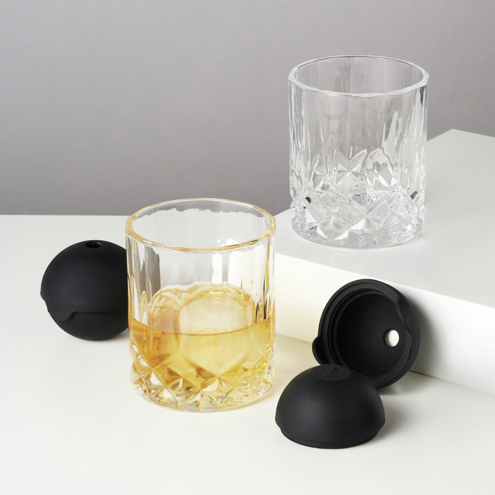 Sphere Ice Molds + Old Fashioned Glasses - Set of 2
