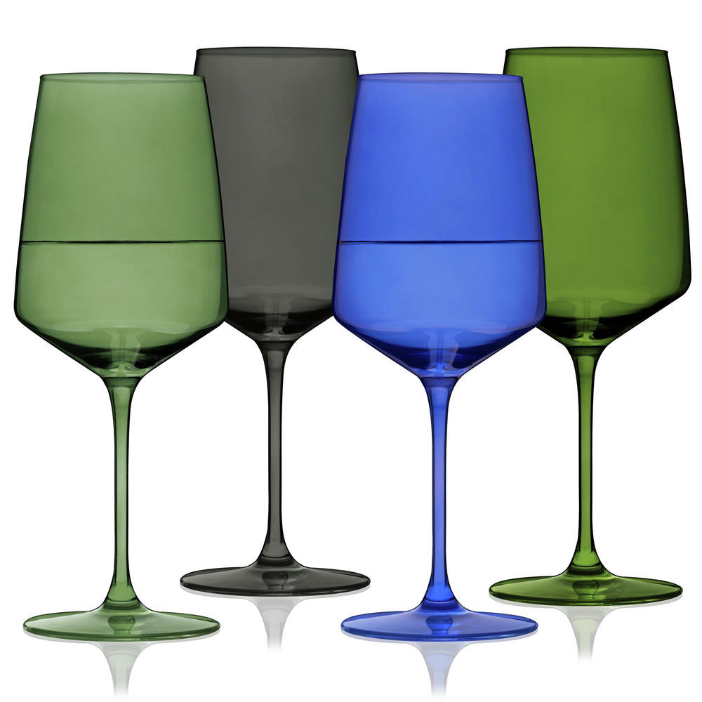 Viski Raye Angled Crystal Bordeaux Glasses (Set of 2)