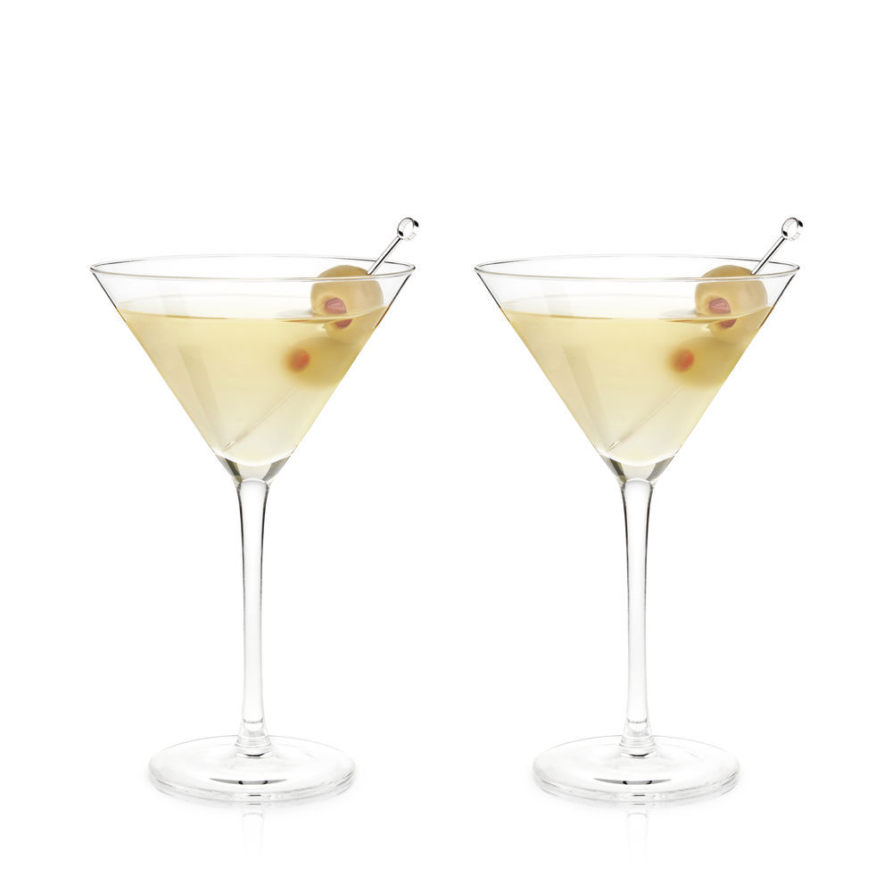 Viski Seneca Diamond Martini Glasses - Faceted Crystal Martini Glasses  Stemmed Cocktail Glassware - 11 Oz Martini Glasses Set of 2