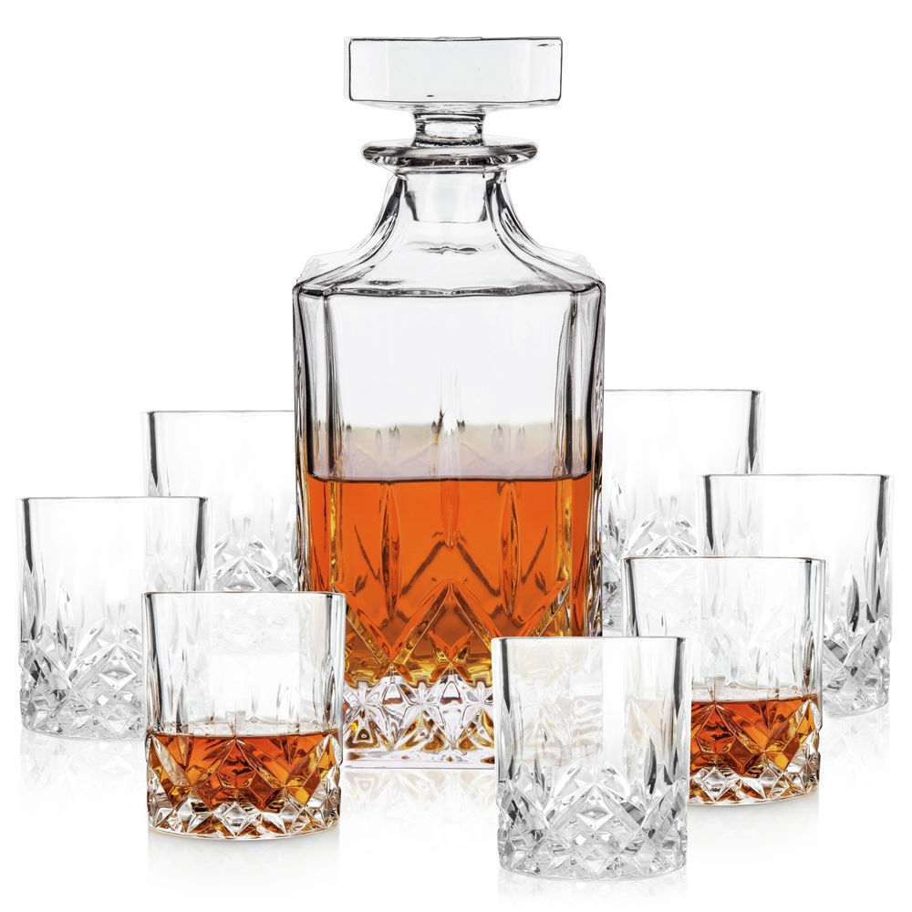 Viski Admiral Whiskey Gift Set - Crystal Whiskey Glasses with Ice