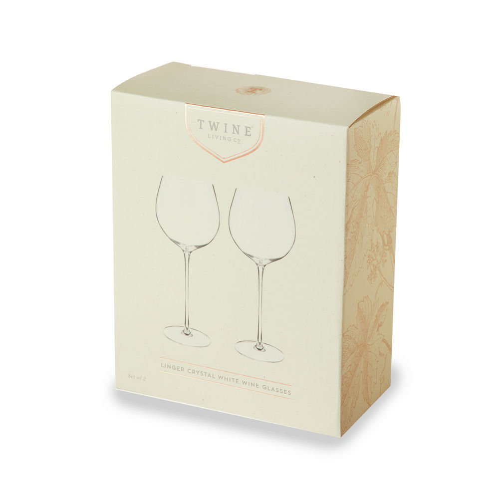 Twine Living Co Rose Crystal White Wine Glasses - Set of 2 - New