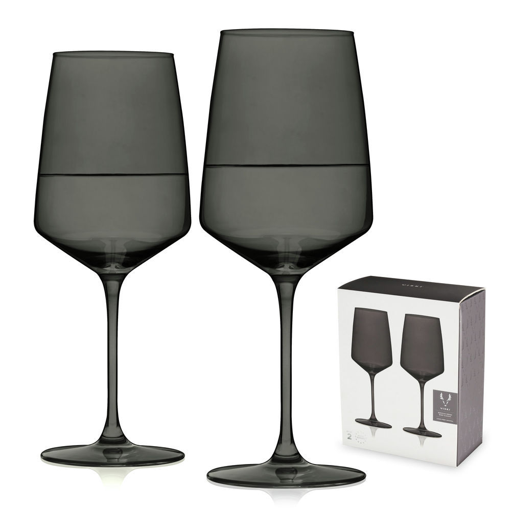 Reserve Nouveau Crystal Wine Glasses in Smoke Set of 2