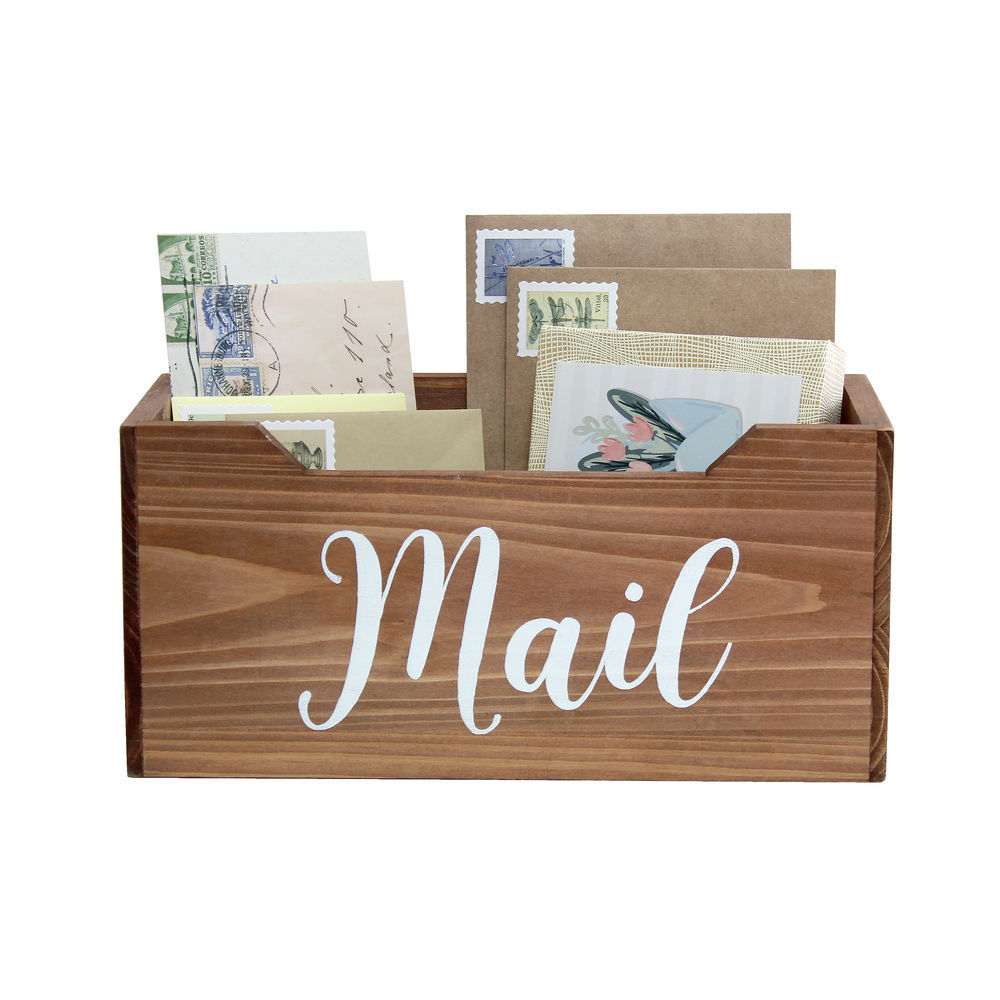Elegant Designs Home Office Wood Desk Organizer Mail Letter Tray with 3 Shelves, Natural Wood