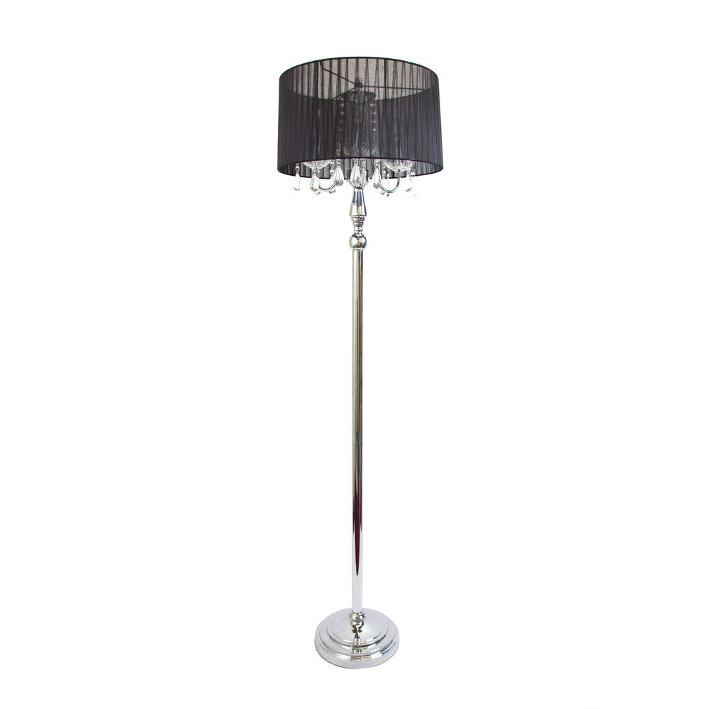 Ongeldig moord Boekhouding Elegant Designs Trendy Romantic Sheer Shade Floor Lamp with Hanging Crystals