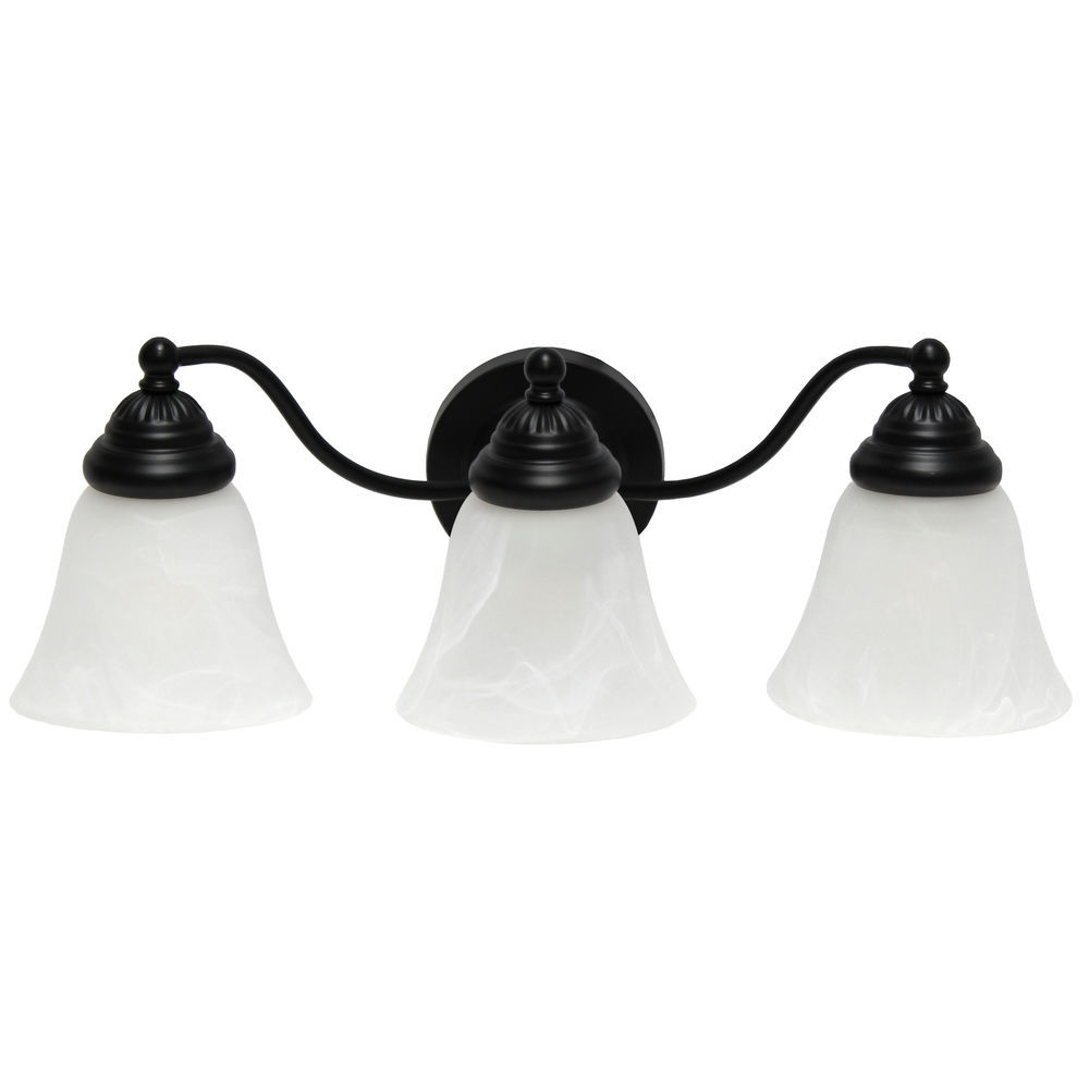 Lalia Home Essentix Traditional Three Light Curved Metal and Alabaster