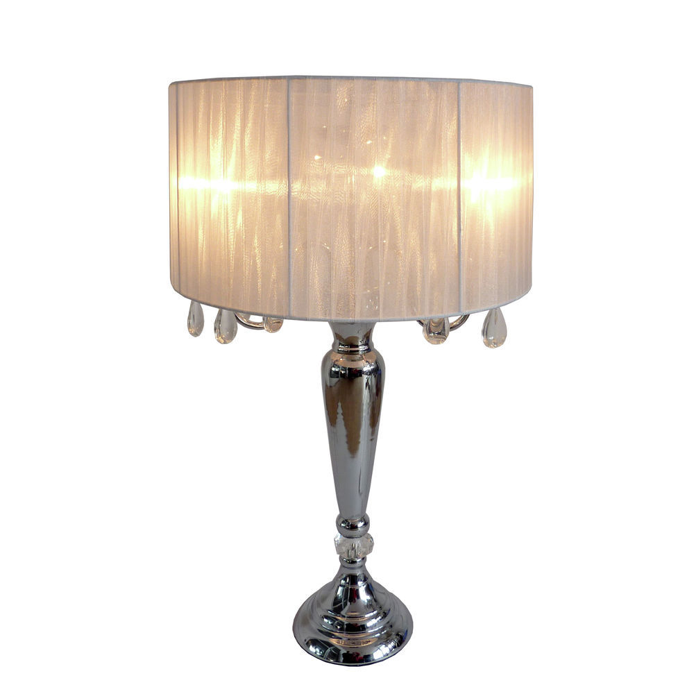 Fascineren Acteur Phalanx Elegant Designs Trendy Romantic Sheer Shade Table Lamp with Hanging Crystals