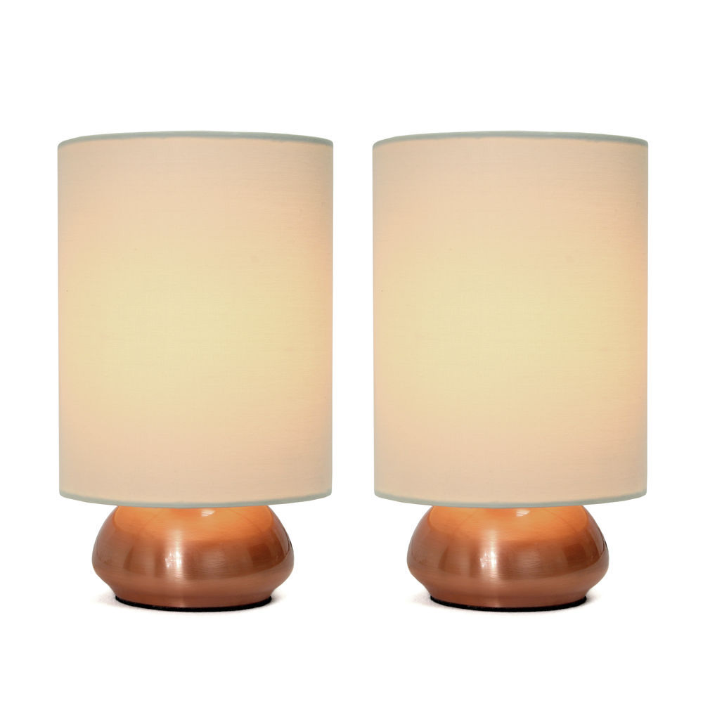 Simple Designs Chrome Mini Basic Table Lamp with Fabric Shade 2 Pack Set