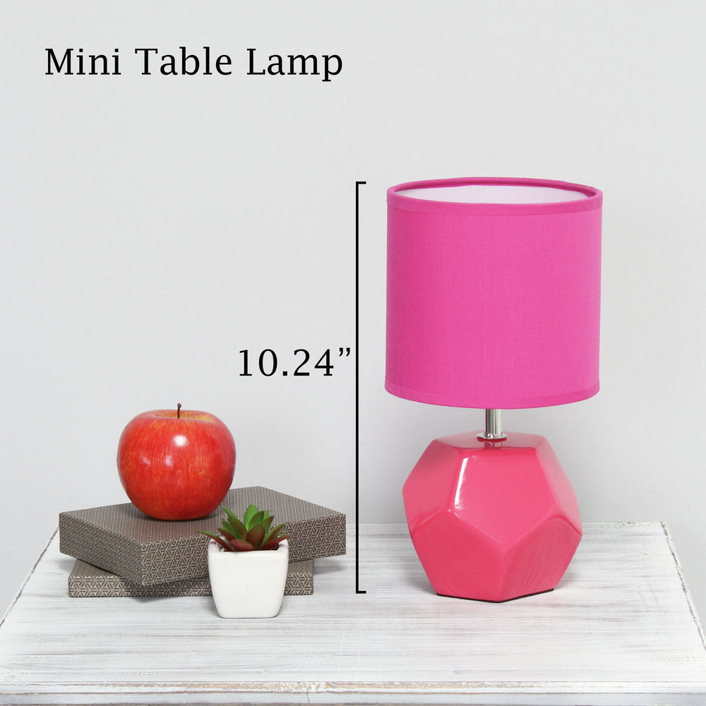  Simple Designs LT2065-WHT Round Prism Mini Table Lamp