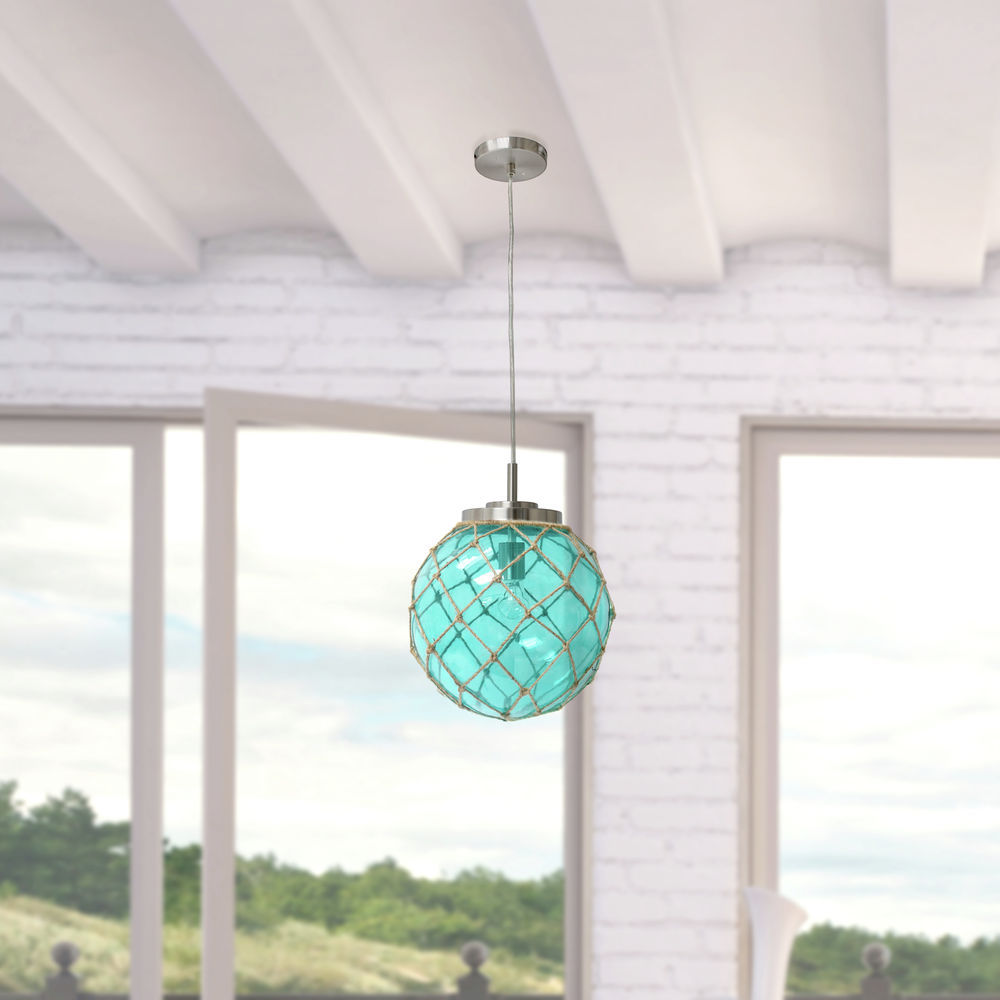 Elegant Designs PT1003-AQU Buoy Netted Brushed Nickel Coastal