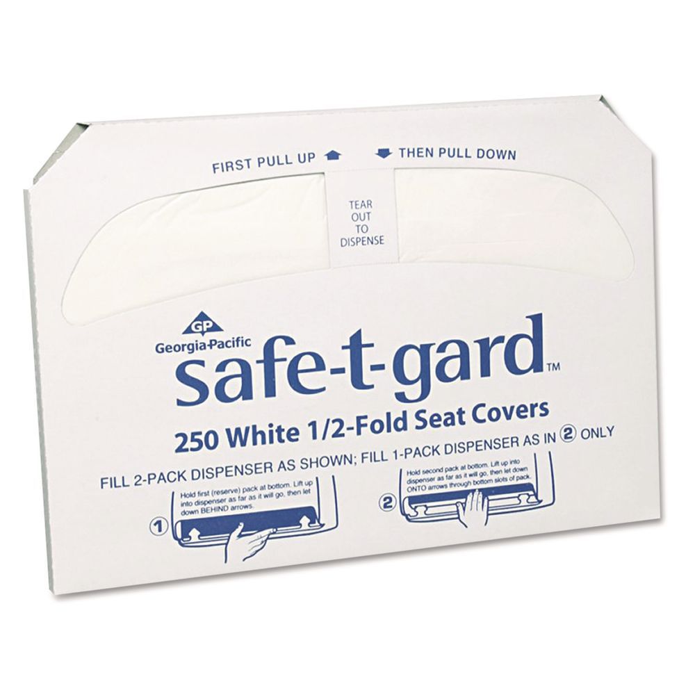 Safe-T-Gard Half-Fold Toilet Seat Covers, 14.5 x 17, White, 250/Pack, 20 Packs/Carton Safe-T-Gard Half-Fold Toilet Seat Covers, 14.5 x 17, White, 250/Pack, 20 Packs/Carton