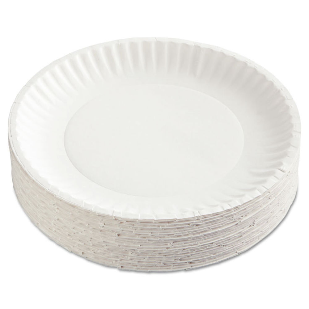 AJM Uncoated Paper Plates, 9, White - 12 Packs, 100 Per Pack