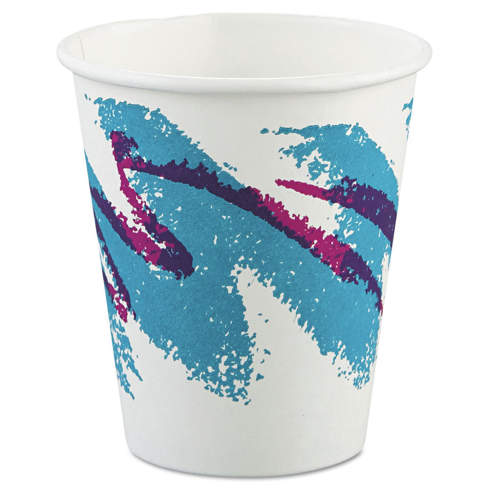 Dart Jazz Paper Hot Cups, 6 Oz, White/green/purple, 50/bag, 20 