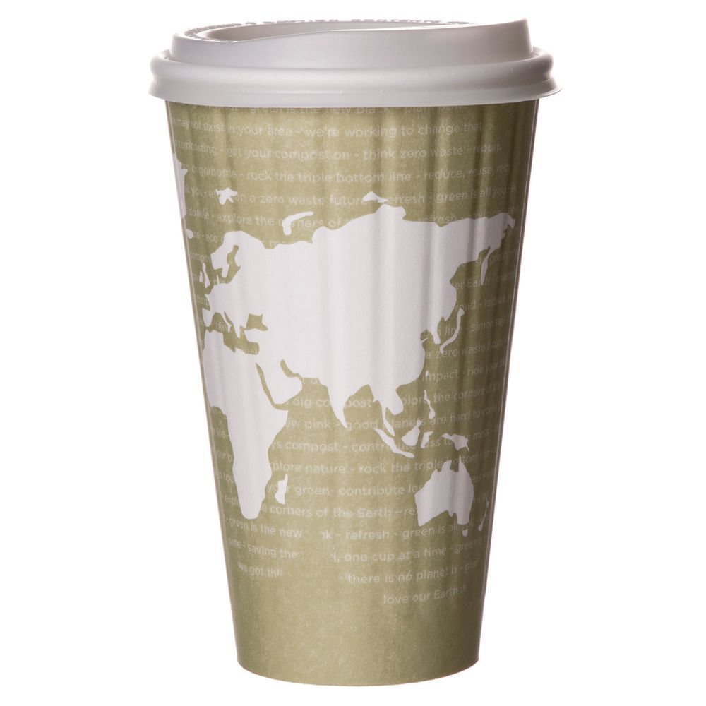 World Art Renewable and Compostable Insulated Hot Cups, PLA, 12 oz, 40/Packs, 15 Packs/Carton World Art Renewable and Compostable Insulated Hot Cups, PLA, 12 oz, 40/Packs, 15 Packs/Carton