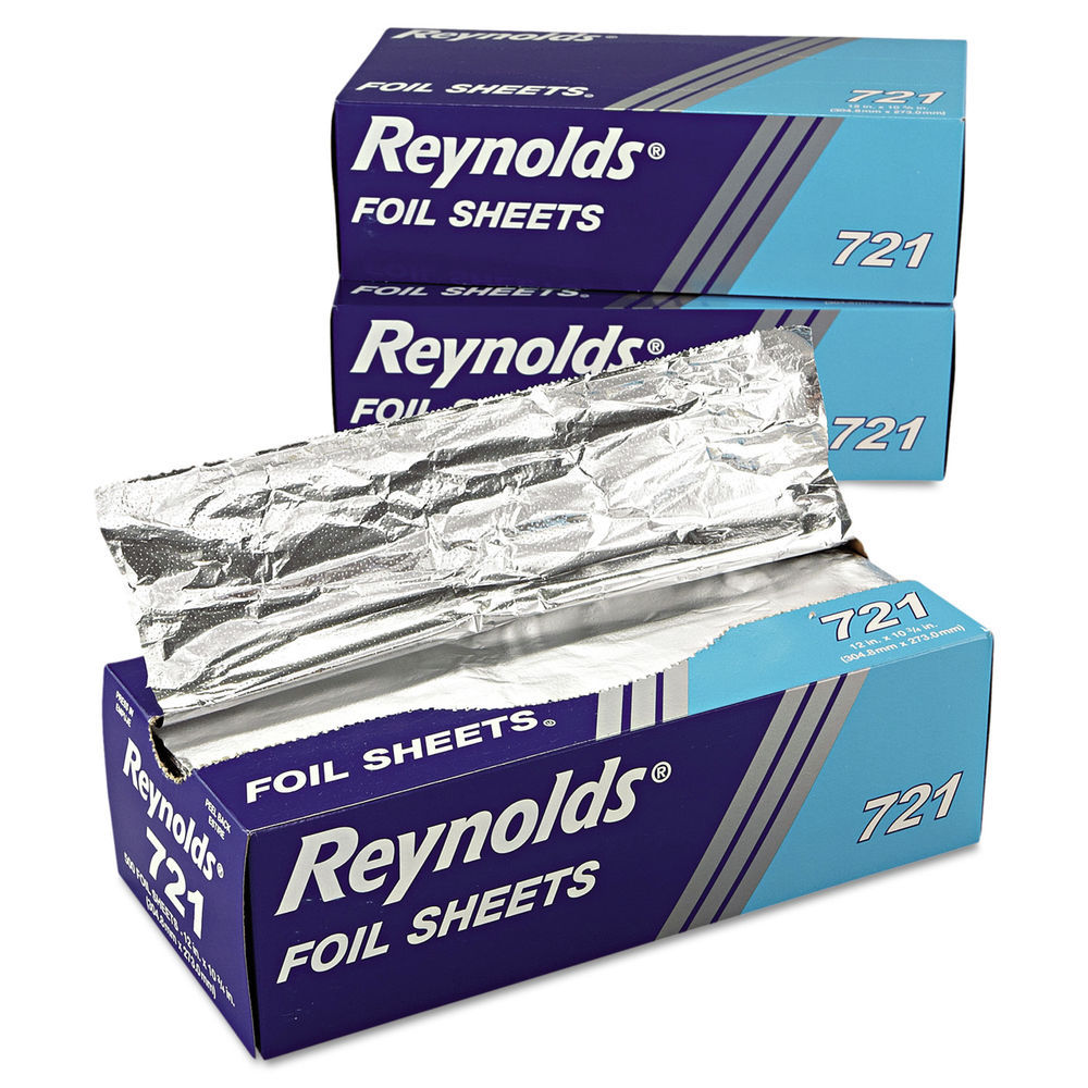 REYNOLDS FOOD PACKAGING Interfolded Aluminum Foil Sheets, 12 X 10.75,  Silver, 500/Box, 6 Boxes/Carton - Mfr Part# 000000000000000721