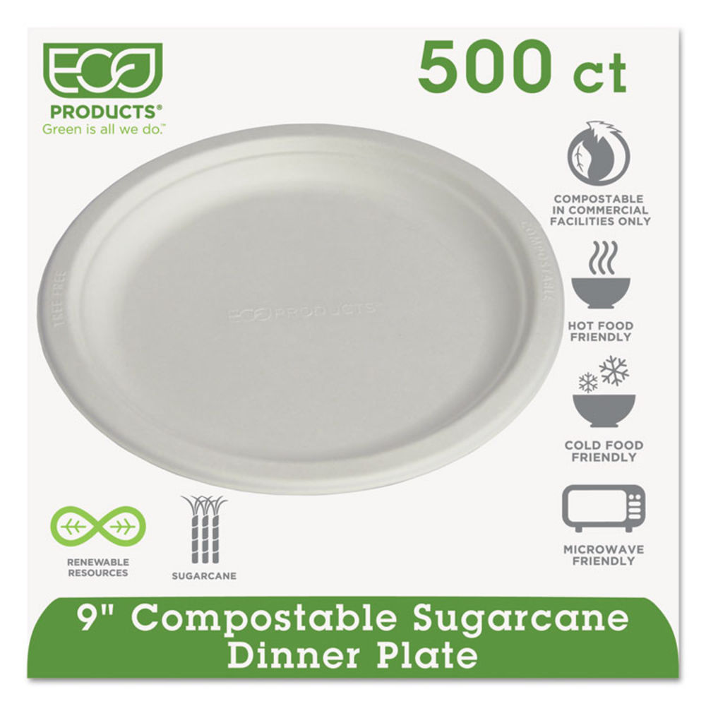 AJM Packaging Corporation Paper Plates, 9 dia, White, 100/Pack