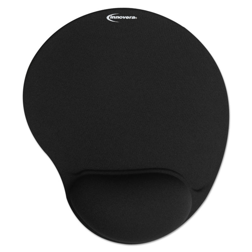 Innovera Mouse Pad with Fabric-Covered Gel Wrist Rest, 10.37 x 8.87, Black  - Mfr Part# IVR50448