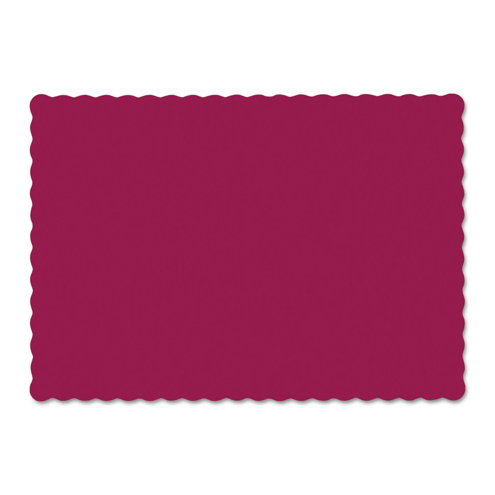 Solid Color Scalloped Edge Placemats, 9.5 x 13.5, Burgundy, 1,000/Carton Solid Color Scalloped Edge Placemats, 9.5 x 13.5, Burgundy, 1,000/Carton