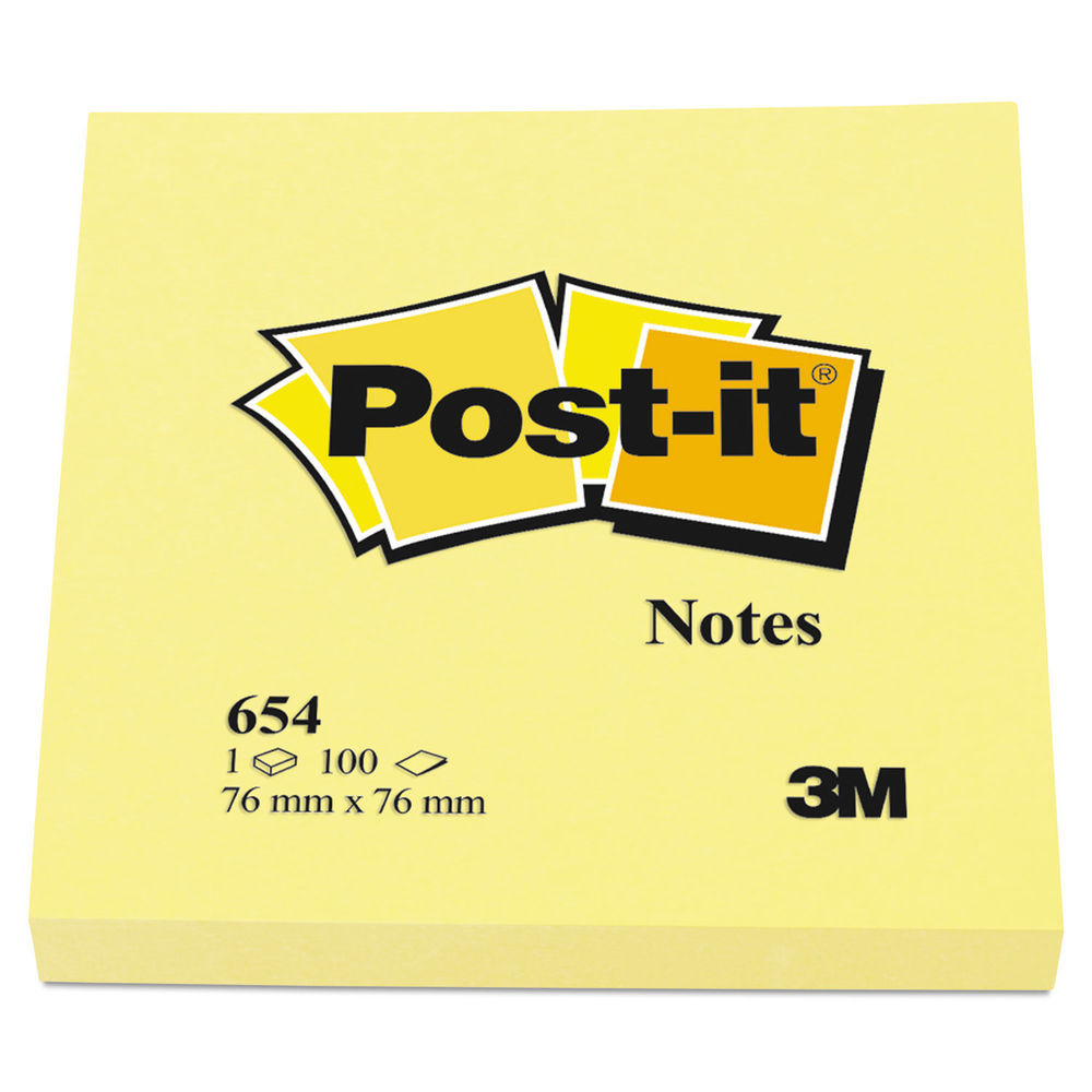 Post-it Original Pads in Canary Yellow, 1.38 x 1.88, 100 Sheets/Pad, 12  Pads/Pack - Mfr Part# 653